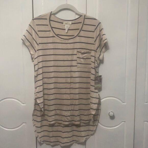 NWT Love J Striped Tee Shirt Tunic Too size Large - Picture 1 of 9